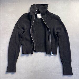 Abercrombie & Fitch Black Zip-Up Ribbed Sweater